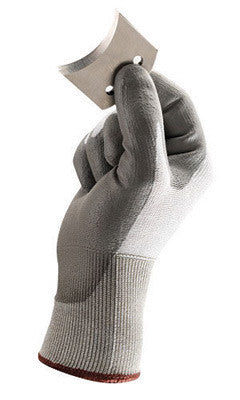 Ansell 11-644-10 Size 10 HyFlex 13 Gauge Light Duty Cut Resistant Gray Polyurethane Palm Coated Work Gloves With White High Performance Polyethylene Liner And Knit Wrist  (1/PR)