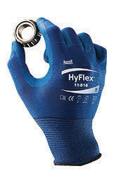 Ansell 11-818-8 Size 8 HyFlex 18 Gauge Ultra Light Weight Multi-Purpose Dark Blue FORTIX Nitrile Foam Dipped Palm Coated Work Gloves With Blue Nylon And Spandex Liner And Knit Wrist  (1/PR)