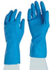 Ansell 185742 Size 8 Sky Blue FL100 12" Cotton Flock Lined 17 mil Unsupported Natural Rubber Latex Chemical Resistant Gloves With Fishscale Grip Finish And Pinked Cuff  (1/PR)