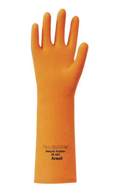 Ansell 115607 Size 10 Orange And Tan HyFlex 13" Cotton Flock Lined 18 mil Unsupported Natural Rubber Latex Heavy Duty Chemical Resistant Gloves With Recessed Diamond Grip Finish And Straight Cuff  (1/PR)