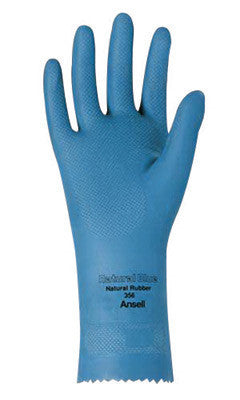 Ansell 193563 Size 8 Sky Blue Natural Blue 12" 17 mil Unsupported Natural Rubber Latex Light Duty Chemical Resistant Gloves With Fishscale Grip Finish And Pinked Cuff  (1/PR)
