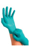 Ansell 92-500-9.5 Size 9 1/2 Teal 9 1/2" Touch N Tuff 5 mil Nitrile Ambidextrous Lightly Powdered Disposable Gloves With Smooth Finish And Rolled Beaded Cuff  (1/BX)