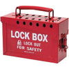 Brady 65699 Red 6'' X 9'' X 3 1/2'' Heavy Duty Steel Portable Group Lock Box Includes (13) Lock Holes On Lid And (1) Lockable Clasp On Front (1/EA)