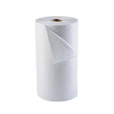 Brady OP30P 30'' X 150' SPC Oil Plus White 3-Ply Meltblown Polypropylene Dimpled Full Size Heavy Weight Sorbent Roll, Perforated Every 30'' (1 Per Bag) (1 Roll)