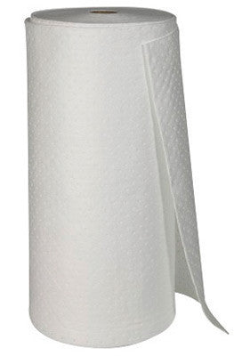 Brady SPC150 38'' X 144' SPC White 1-Ply Meltblown Polypropylene Dimpled Perforated Heavy Weight Sprocket Bonded Sorbent Roll (1 Per Bag) (1 Bale)