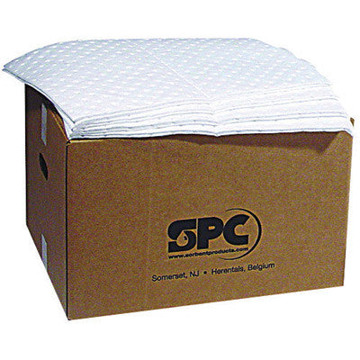 Brady SXT100 15'' X 19'' SPC SXT Top Layer Blue And Bottom Layer White 3-Ply Meltblown Polypropylene Perforated Double Sided Heavy Weight Sorbent Pad case of 100 pads