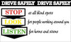 NMC BT522-BANNER, DRIVE SAFELY STOP LOOK LISTEN, 3FT X 5FT (1 EACH)