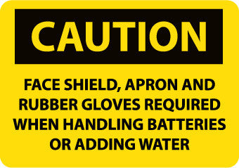 NMC C154PB-CAUTION, FACE SHIELD APRON AND RUBBER GLOVES REQUIRED, 10X14, PS VINYL (1 EACH)