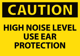 NMC C161AP-CAUTION, HIGH NOISE LEVEL USE EAR PROTECTION, 3X5, PS VINYL (PAK OF 5)