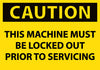 NMC C190AP-CAUTION, THIS MACHINE MUST BE LOCKED OUT PRIOR TO SERVICING, 3X5, PS VINYL (PAK OF 5)