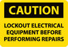 NMC C357R-CAUTION, LOCKOUT ELECTRICAL EQUIPMENT BEFORE . . .., 7X10, RIGID PLASTIC (1 EACH)