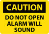 NMC C375R-CAUTION, DO NOT OPEN ALARM WILL SOUND, 7X10, RIGID PLASTIC (1 EACH)