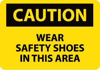 NMC C379PB-CAUTION, WEAR SAFETY SHOES IN THIS AREA, 10X14, PS VINYL (1 EACH)