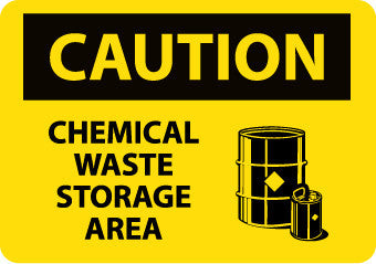 NMC C432PB-CAUTION, CHEMICAL WASTE STORAGE AREA, GRAPHIC, 10X14, PS VINYL (1 EACH)