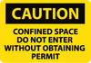 NMC C440RB-CAUTION, CONFINED SPACE DO NOT ENTER WITHOUT OBTAINING PERMIT, 10X14, RIGID PLASTIC (1 EACH)