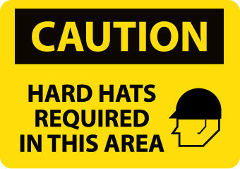 NMC C507RB-CAUTION, HARD HATS REQUIRED IN THIS AREA, GRAPHIC, 10X14, RIGID PLASTIC (1 EACH)