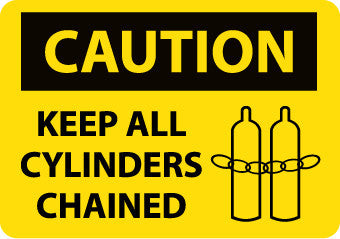 NMC C530AB-CAUTION, KEEP ALL CYLINDERS CHAINED, GRAPHIC, 10X14, .040 ALUM