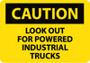 NMC C551AB-CAUTION, LOOK OUT FOR POWERED INDUSTRIAL TRUCKS, 10X14, .040 ALUM (1 EACH)