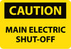 NMC C553AB-CAUTION, MAIN ELECTRIC SHUT-OFF, 10X14, .040 ALUM (1 EACH)