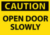 NMC C55AP-CAUTION, OPEN DOOR SLOWLY, 3X5, PS VINYL (PAK OF 5)