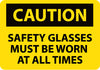NMC C598AB-CAUTION, SAFETY GLASSES MUST BE WORN AT ALL TIMES, 10X14, .040 ALUM (1 EACH)