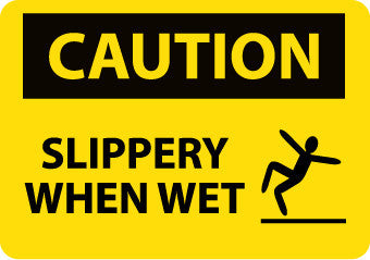 NMC C606AB-CAUTION, SLIPPERY WHEN WET, GRAPHIC, 10X14, .040 ALUM (1 EACH)