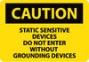 NMC C612RB-CAUTION, STATIC SENSITIVE DEVICES DO NOT ENTER WITHOUT GROUNDING DEVICES, 10X14, RIGID PLASTIC (1 EACH)