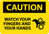NMC C640AB-CAUTION, WATCH YOUR FINGERS AND YOUR HANDS, 10X14, .040 ALUM (1 EACH)