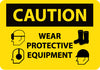 NMC C653PB-CAUTION, WEAR PROTECTIVE EQUIPMENT, GRAPHICS, 10X14, PS VINYL (1 EACH)