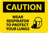 NMC C654PB-CAUTION, WEAR RESPIRATOR TO PROTECT YOUR LUNGS, GRAPHIC, 10X14, PS VINYL (1 EACH)