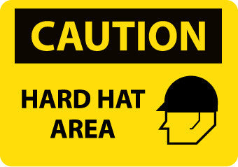NMC C666RC-CAUTION, HARD HAT AREA, GRAPHIC, 14X20,  RIGID PLASTIC (1 EACH)