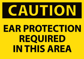NMC C73AP-CAUTION, EAR PROTECTION REQUIRED IN THIS AREA, 3X5, PS VINYL (PAK OF 5)
