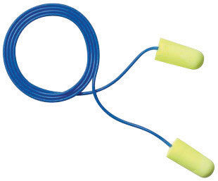 3M 311-1250 Single Use E-A-Rsoft Yellow Neons Tapered Polyurethane Foam Corded Earplugs With Vinyl Cord (1 Pair Per Poly Bag, 200 Pair Per Box)  (200/PR)