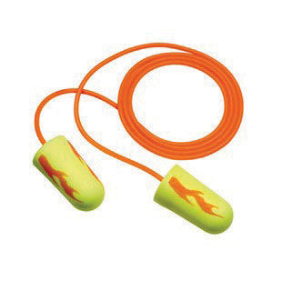 3M 311-1252 Single Use E-A-Rsoft Yellow Neons Blasts Tapered Polyurethane Foam Corded Earplugs With Vinyl Cord (1 Pair Per Poly Bag, 200 Pair Per Box)  (200/PR)