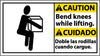 NMC CBA12R-CAUTION, BEND KNEES WHILE LIFTING (BILINGUAL W/GRAPHIC), 10X18, RIGID PLASTIC (1 EACH)