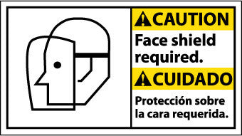 NMC CBA13R-CAUTION, FACE SHIELD REQUIRED (BILINGUAL W/GRAPHIC), 10X18, RIGID PLASTIC (1 EACH)