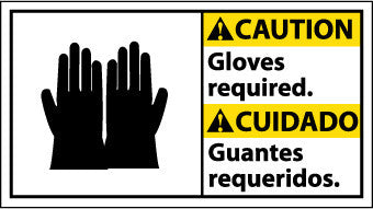 NMC CBA14R-CAUTION, GLOVES REQUIRED (BILINGUAL W/GRAPHIC), 10X18, RIGID PLASTIC (1 EACH)