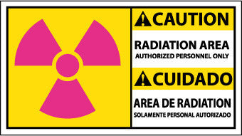 NMC CBA15R-CAUTION, RADIATION AREA AUTHORIZED PERSONNEL ONLY (GRAPHIC), BILINGUAL, 10X18, RIGID PLASTIC (1 EACH)