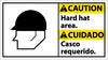 NMC CBA1R-CAUTION, HARD HAT AREA (BILINGUAL W/GRAPHIC), 10X18, RIGID PLASTIC (1 EACH)