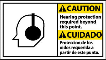 NMC CBA2R-CAUTION, HEARING PROTECTION (BILINGUAL W/GRAPHIC), 10X18, RIGID PLASTIC (1 EACH)