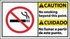 NMC CBA3R-CAUTION, NO SMOKING BEYOND THIS POINT (BILINGUAL W/GRAPHIC), 10X18, RIGID PLASTIC (1 EACH)