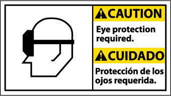 NMC CBA5R-CAUTION, EYE PROTECTION REQUIRED (BILINGUAL W/GRAPHIC), 10X18, RIGID PLASTIC (1 EACH)
