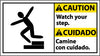 NMC CBA6R-CAUTION, WATCH YOUR STEP (BILINGUAL W/GRAPHIC), 10X18, RIGID PLASTIC (1 EACH)