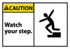NMC CGA12AP-CAUTION, WATCH YOUR STEP (GRAPHIC), 3X5, PS VINYL (PAK OF 5)