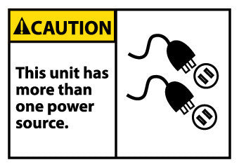 NMC CGA16AP-CAUTION, THIS UNIT HAS MORE THAN ONE POWER SOURCE (GRAPHIC), 3X5, PS VINYL (PAK OF 5)