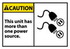 NMC CGA16AP-CAUTION, THIS UNIT HAS MORE THAN ONE POWER SOURCE (GRAPHIC), 3X5, PS VINYL (PAK OF 5)