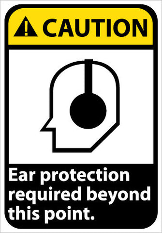 NMC CGA23RB-CAUTION, EAR PROTECTION REQUIRED BEYOND THIS POINT, 14X10, RIGID PLASTIC (1 EACH)