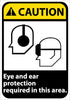 NMC CGA24AB-CAUTION, EYE AND EAR PROTECTION REQUIRED IN THIS AREA, 14X10, .040 ALUM (1 EACH)