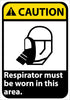 NMC CGA33RB-CAUTION, RESPIRATOR MUST BE WORN IN THIS AREA, 14X10, RIGID PLASTIC (1 EACH)