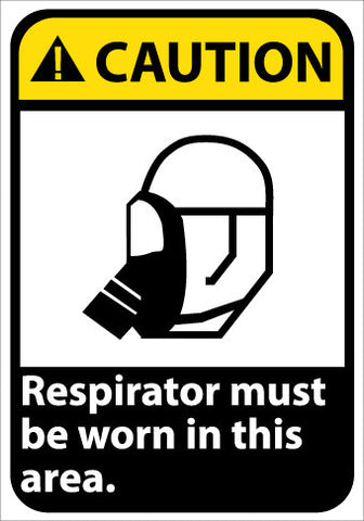 NMC CGA33AB-CAUTION, RESPIRATOR MUST BE WORN IN THIS AREA, 14X10, .040 ALUM (1 EACH)